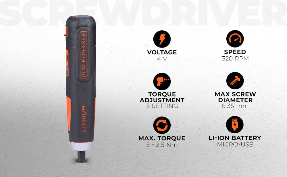 BoltMaster BM40K27 4V 6.35mm Li-ion Cordless Screwdriver with E-Clutch and Intelligent Torque System