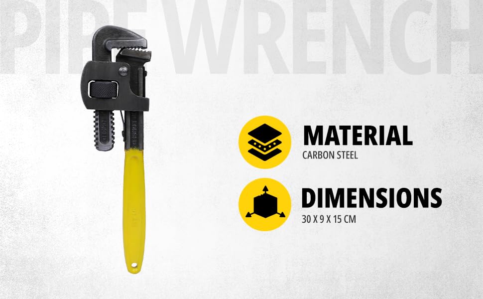 SteelHaven 71-642 12'' (300 mm) Stilson-Style Pipe Wrench – Perfect for Construction & Heavy-Duty Use