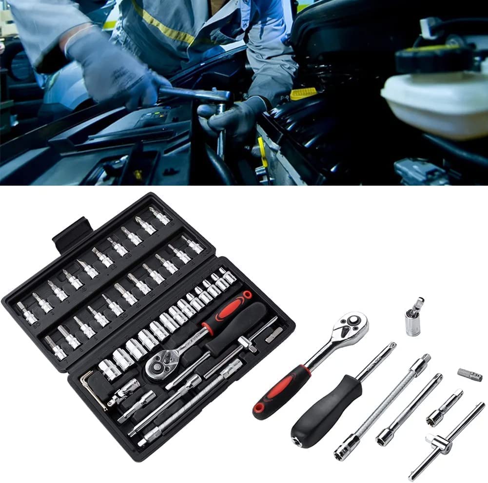 ULTRAWERX 46-in-1 Versatile Hand Tool Kit with Screwdriver & 1/4-Inch Drive Socket Set
