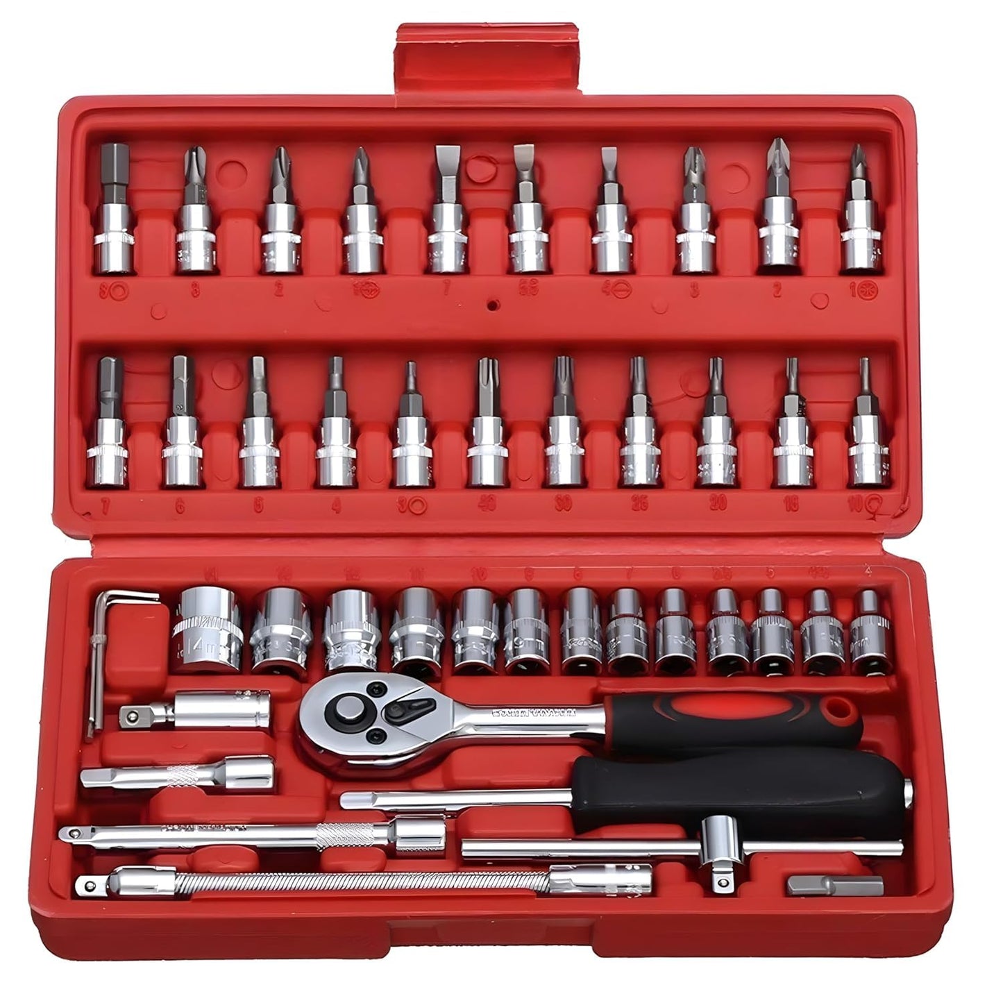 ULTRAWERX 46-in-1 Versatile Hand Tool Kit with Screwdriver & 1/4-Inch Drive Socket Set