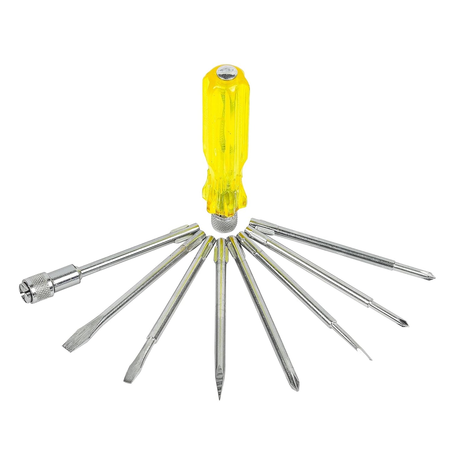 Steelforge BS-02 8-in-1 Pc Screw Driver Kit with 3 Flat Blades, 3 Phillips Head, 1 Round Poker Bar