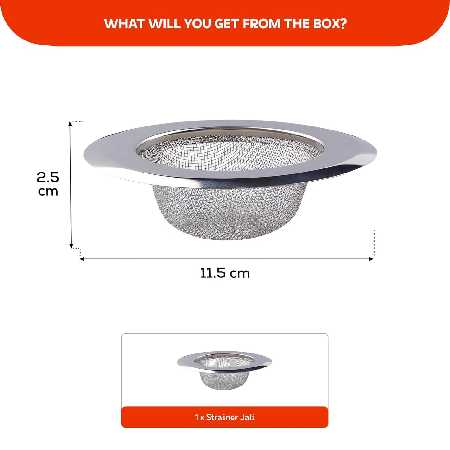 Sterinox Stainless Steel Sink Strainer for Kitchen and Bathroom – Anti-Clog Mesh Drain Cover