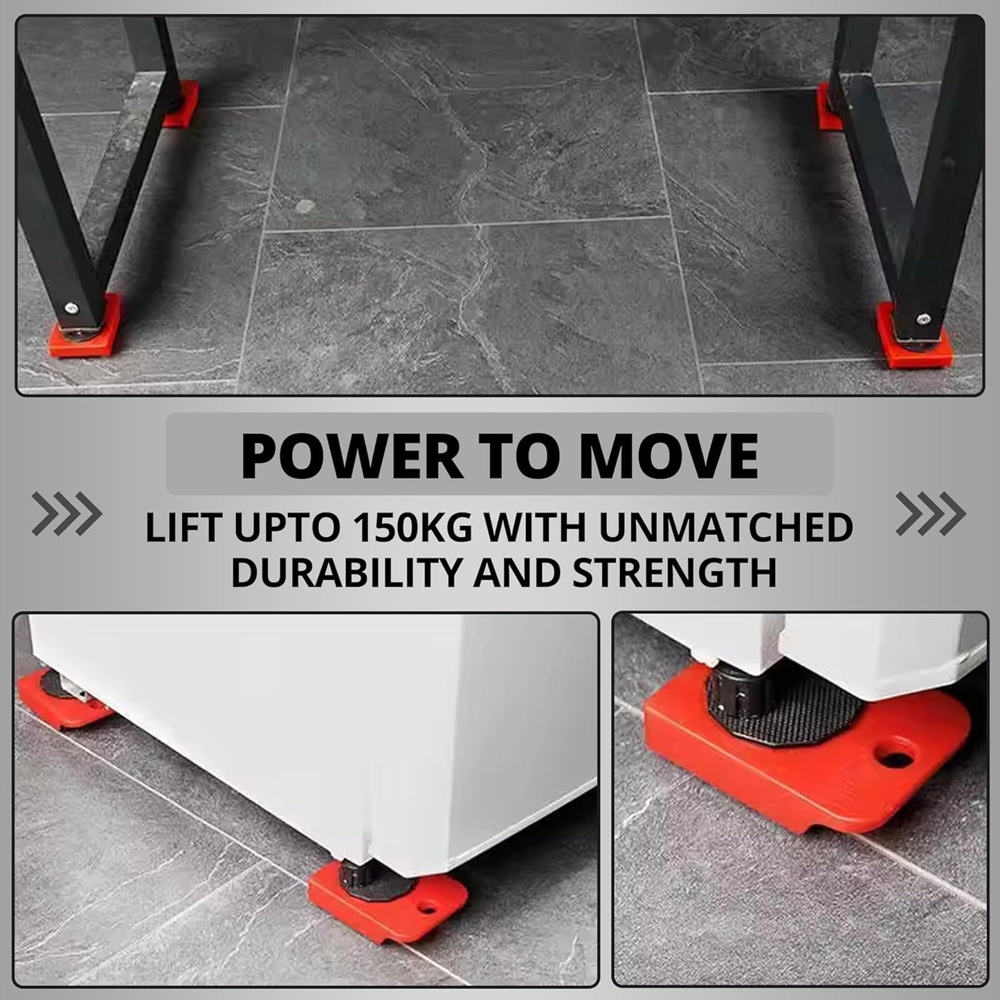 Shiftora Furniture Lifter and Shifter Tool – 4-Piece 3.9" x 3.15" Sliding Pad Kit for Easy Moving