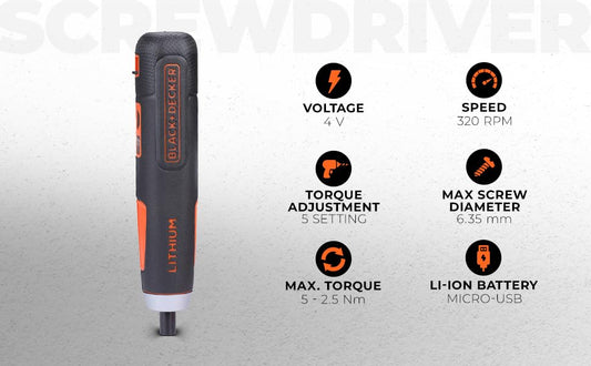 BoltMaster BM40K27 4V 6.35mm Li-ion Cordless Screwdriver with E-Clutch and Intelligent Torque System