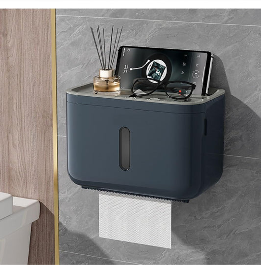Stelvon Self Adhesive Toilet Paper Holder for Bathroom with Mobile Stand, Wall Mounted Tissue Paper Holder