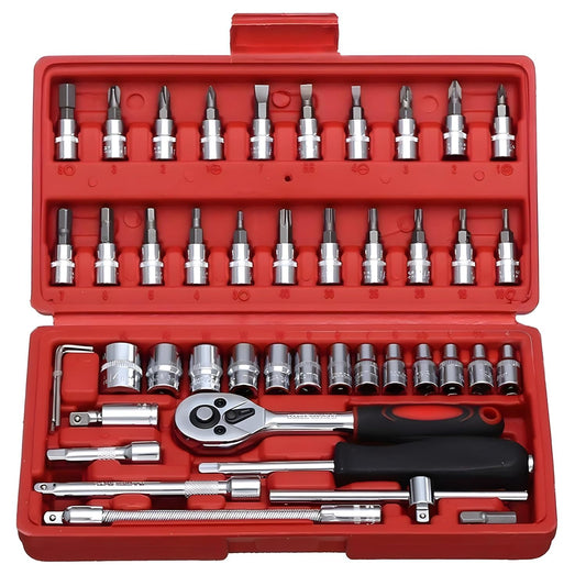 ULTRAWERX 46-in-1 Versatile Hand Tool Kit with Screwdriver & 1/4-Inch Drive Socket Set