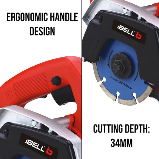 Ibell Marble Cutter MC10-30, 1050W, Copper Armature, 13800 RPM, 110mm Wheel, 34mm Cutting Depth
