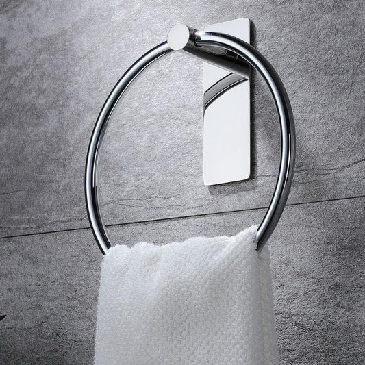InnoCasa Stainless Steel Self Adhesive Round Towel Ring | No-Drill Wall Mounted Bathroom Accessory