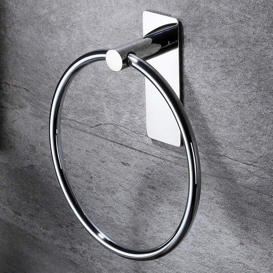 InnoCasa Stainless Steel Self Adhesive Round Towel Ring | No-Drill Wall Mounted Bathroom Accessory