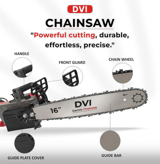Draxon Electric Chain with 16-Inch Guide Bar, 1800W Low-Kickback | Ideal for Cutting Wood, Pruning & Firewood Harvesting