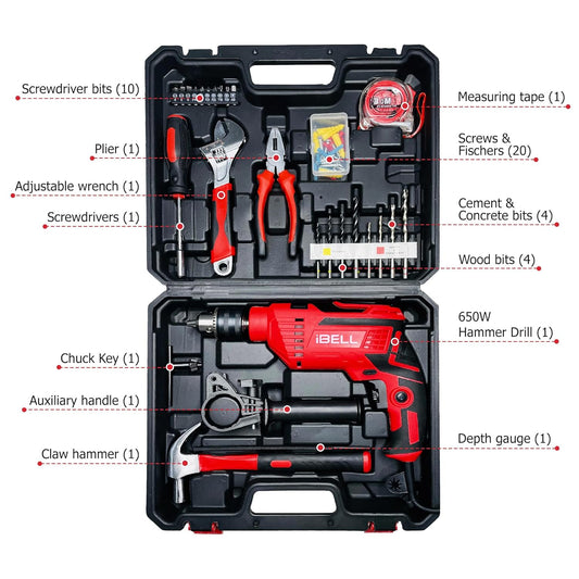 Intrex Professional Power Tool Kit with 650W Impact Drill, Copper Armature, 13mm Chuck – Model TD13-85